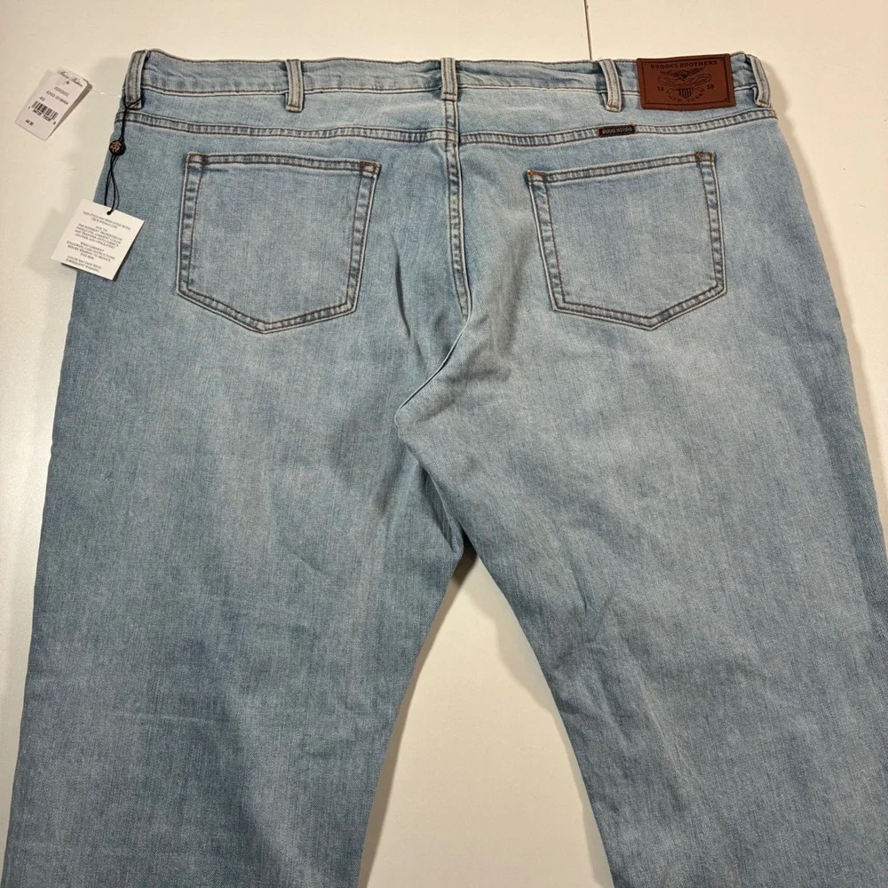 NEW Brooks Brothers Jeans 44x30 Light Wash Blue Stretch Denim Straight Leg